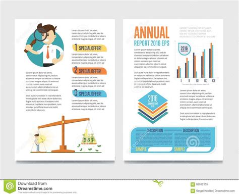 Annual Report Template Set With Diagram Stock Vector inside Illustrator